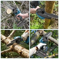 Scie à chaîne électrique sans fil de 6 pouces, outils de travail du bois et d'élagage de jardin rechargeables avec 2 batteries 5