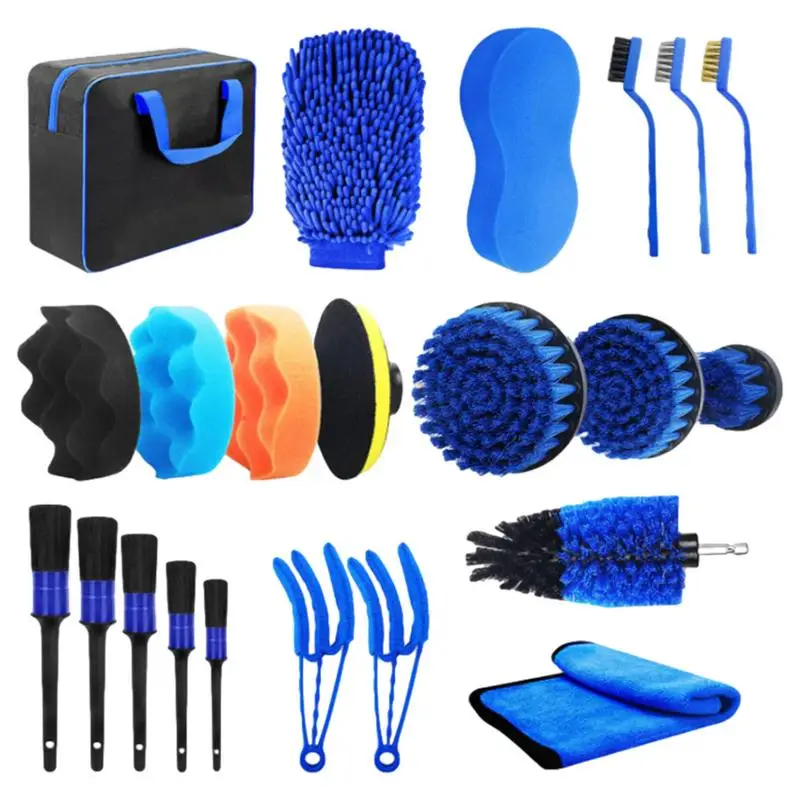 

Car Wash Kit 22pcs Car Detailing Kit Wheel Tire Cleaning Tools Car Wash Kits With Wire Brushes & Detailing Brushes Car Cleaning