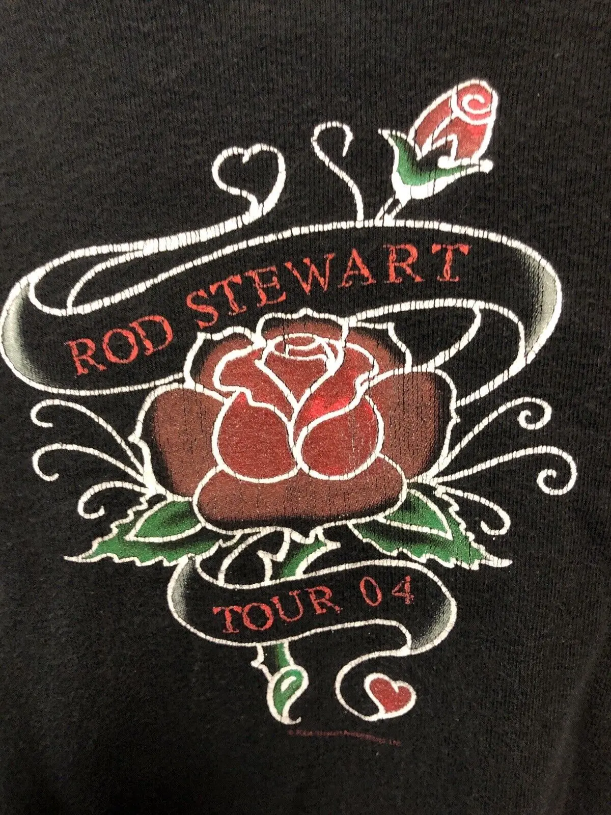 Rod Stewart Tour 2004 Vintage Ladies Black T-Shirt Extra-Large London Maniche Lunghe