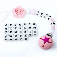 20/30/50/100/600/1000Pcs Letters Beads Baby Silicone Beads  Alphabet Teething Beads DIY Personalized Name Toys Pacifier Chain 2