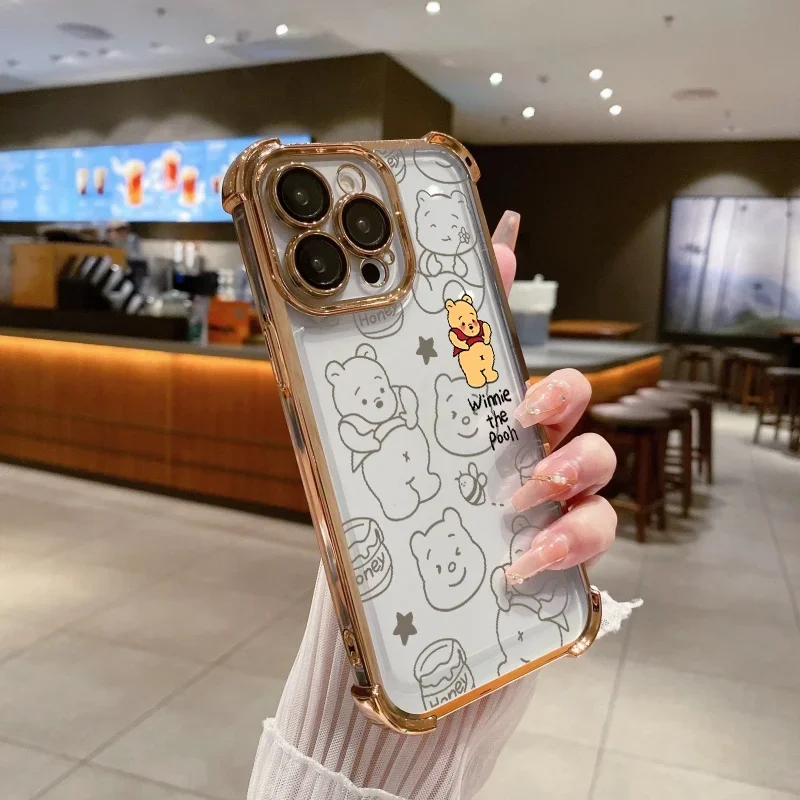 Winnie Pooh Bear Plating Phone Case - Charming and Durable Cover
