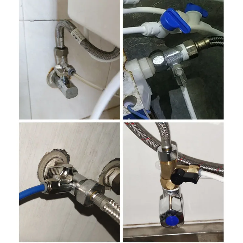 Ball Valve For Water Purifier 1/2" to 1/4"3/8" PE Pipe Brass Alloy Plastic 3-Way Adapter Tap Connector Hardware Accessories pipe fitting water pipe fitting hose pipe fitting ball valve water faucet adapter tee adapter