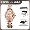 OLEVS 9943 Womens Watch Original Fashion Quartz Watch Roman Inlaid Zircon Dial Reloj Waterproof Luminous  Ladies Watch Box 2