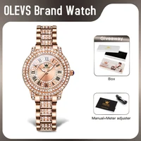 OLEVS 9943 Womens Watch Original Fashion Quartz Watch Roman Inlaid Zircon Dial Reloj Waterproof Luminous  Ladies Watch Box 2