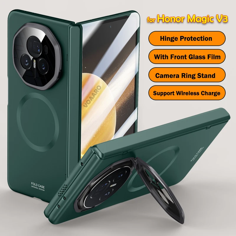Honor Magic V3 Hülle Mit Flip-Case & Displayschutz – Magnetischer Ständer, 360° Drehbarer Ring, Stoßfest, Kristallklar