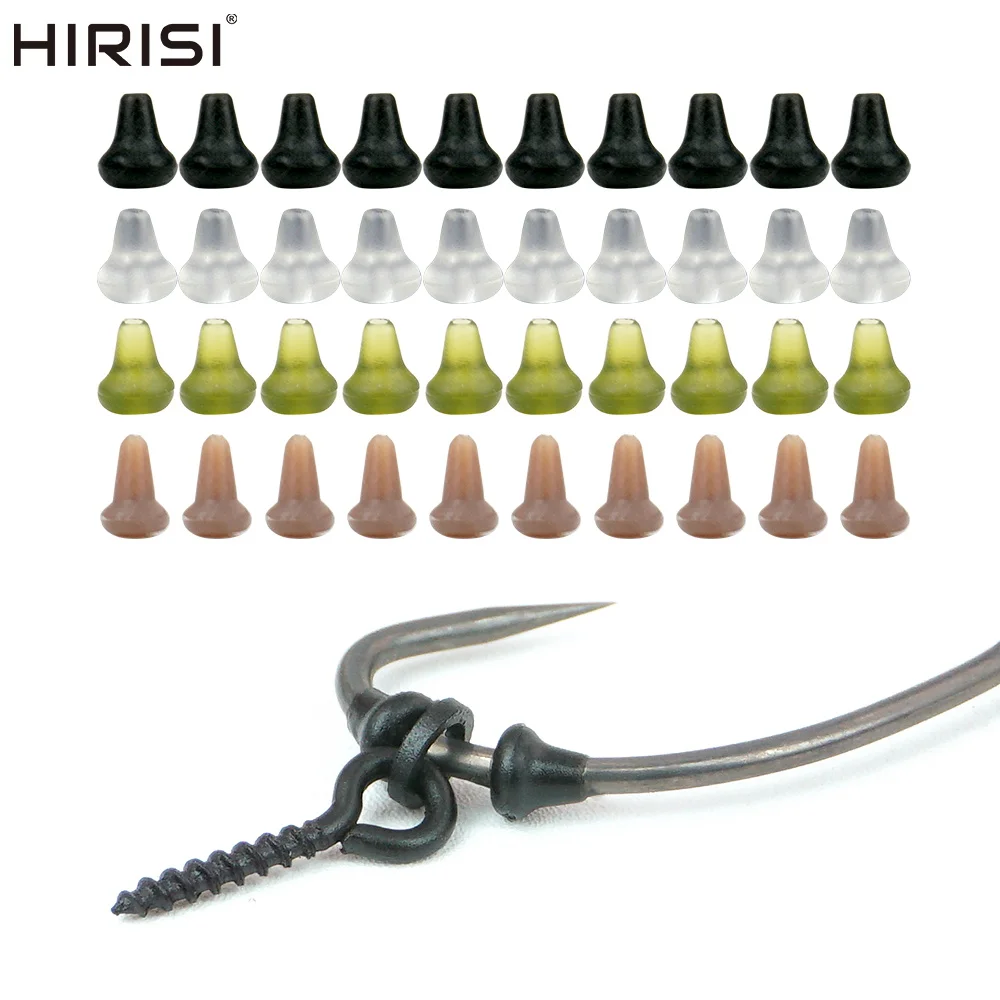 Lot de 50 stoppeurs Hirisi pour hameçons de pêche à la carpe, accessoires en caoutchouc souple 4 couleurs