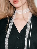 2 pièces rétro dentelle ruban arc tour de cou femmes mode Simple Double couche Long gland collier polyvalent cou ornement accessoires 5