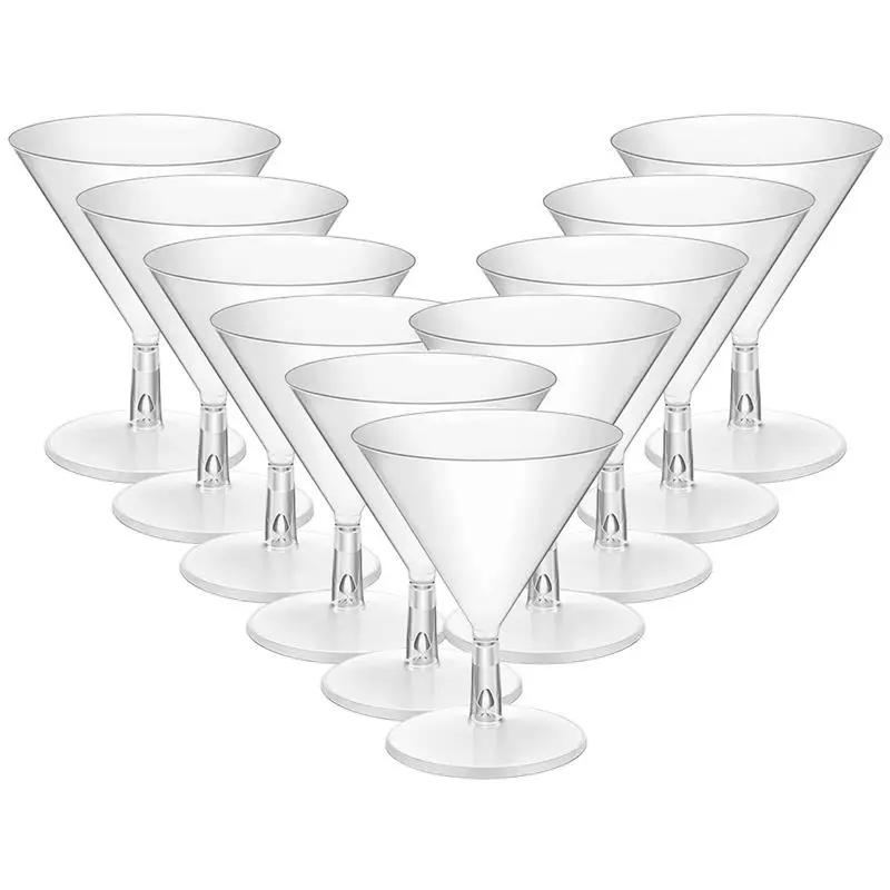 10Pcs Cocktail Glasses Wine Cup Disposable Wineglass Party Cocktail Glasses Martini Plastic