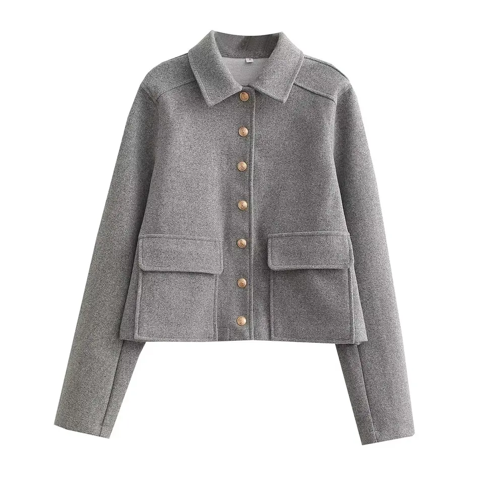 MUJER 2025 Bomber Jacket Women Button Cropped Jackets for