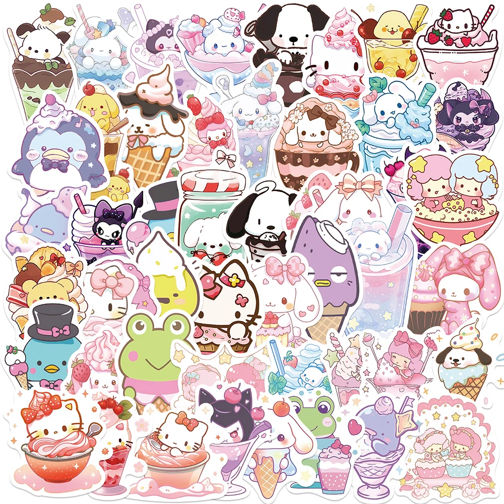 10/30/50PCS Kawaii Funny Pink Sanrio Anime Aesthetic Stickers Cute Kuromi Kitty Decals Scrapbook Laptop Phone Decoration Sticker