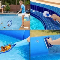 Kit complet de nettoyage de piscine 3 pièces, avec perche en aluminium à 5 sections, épuisette à feuilles et brosse de piscine, outils d'entretien professionnels 5