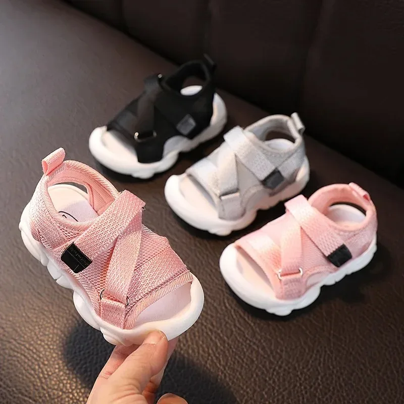 

2024 Summer Children Shoes Unisex Toddler Boys Girls Sandals Outdoor First Walkers Breathable Mesh Little Kids Sports Sandals