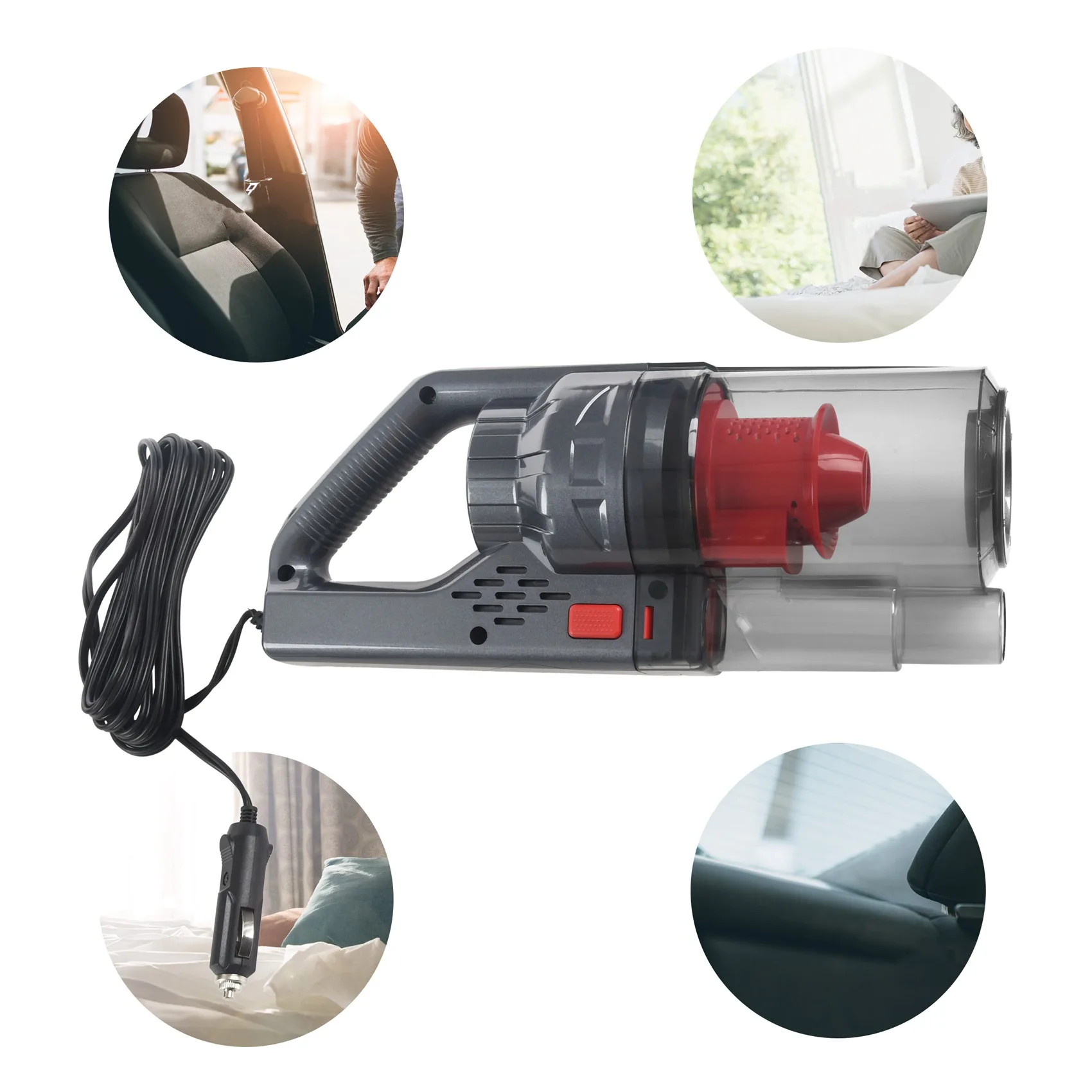 경량 휴대용 DC 12V 유선 자동차 진공 청소기, 150W, 6000PA, 강력한 흡입력, 콘센트 전원, 습식 및 건식 핸드헬드 자동