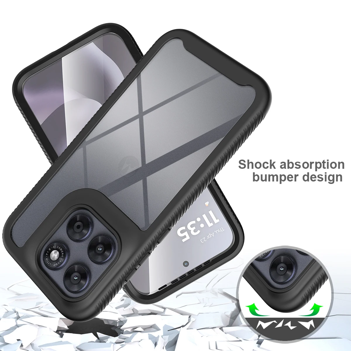 Transparent Shockproof Armor Phone Case with Full Coverage Screen Protector