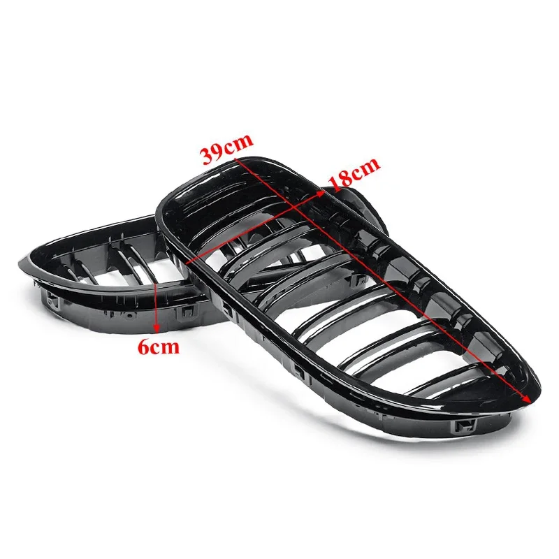 Für BMW 6er F06 F12 F13 M6 Auto-Frontnierengrill Stoßstangengrill Racing Grills 2012–2017 Doppellatten glänzend schwarz – Detail 2