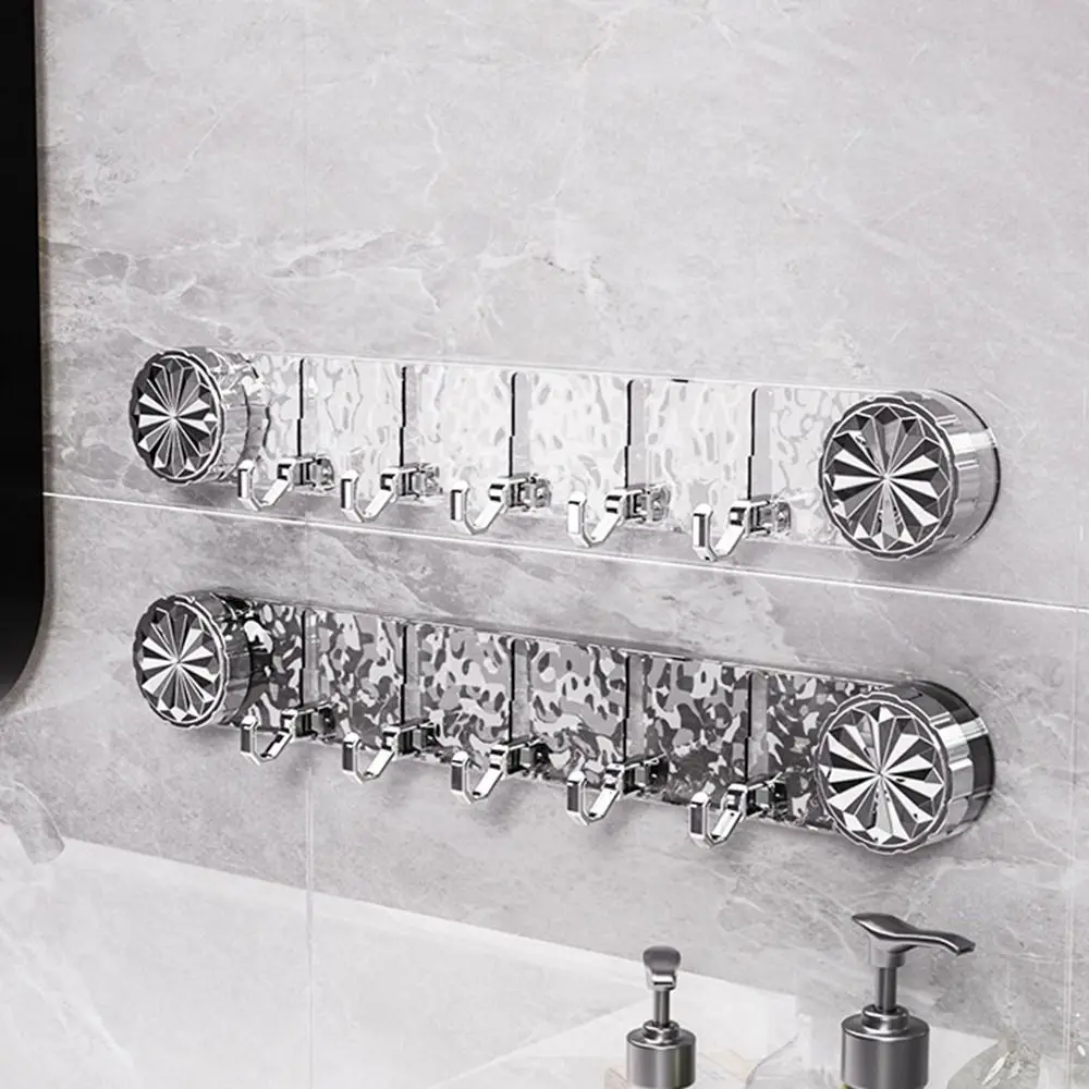 Hooks Rotating Suction Cup Hooks Hidden Design Punch-Free Wall Mounted Corrugated Row Hook Transparent Space-saving 5