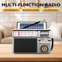 Vintage All - Band Radio with Wireless Audio, Solar Charging, and Extended Battery Life (Silver)