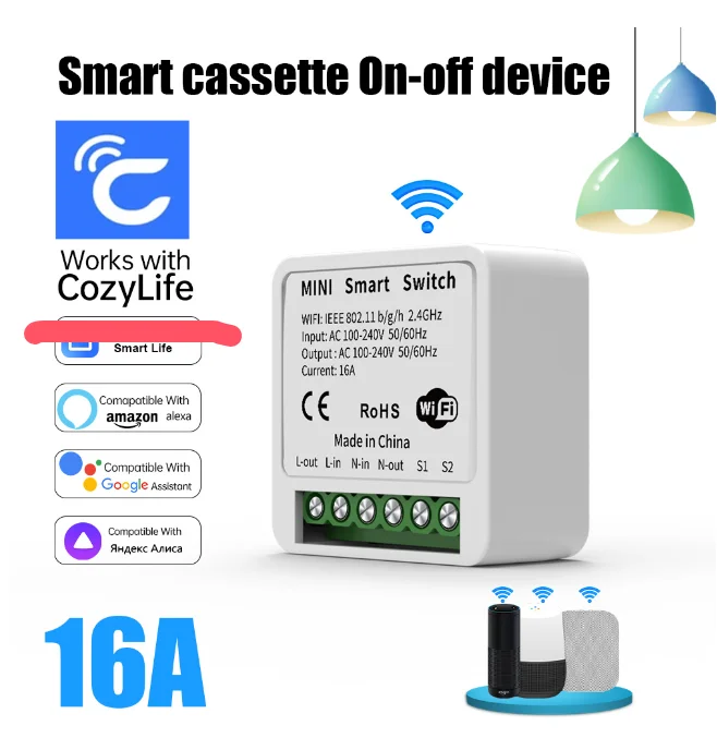 Cozylife WiFi Mini 16A Smart Switch Wireless Automation Module Voice Control Smart Breaker Smart Life Via in Home