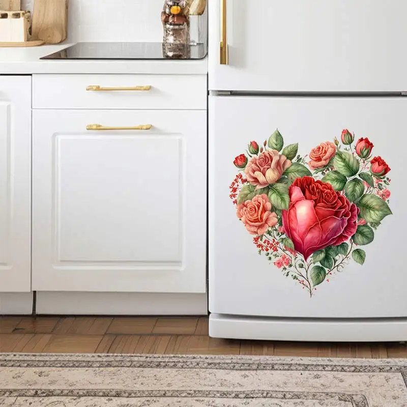 Red Rose Romantic Toilet Sticker Bathroom Toilet Decor Living Room Cabinet Refrigerator Home Decoration Decals S258