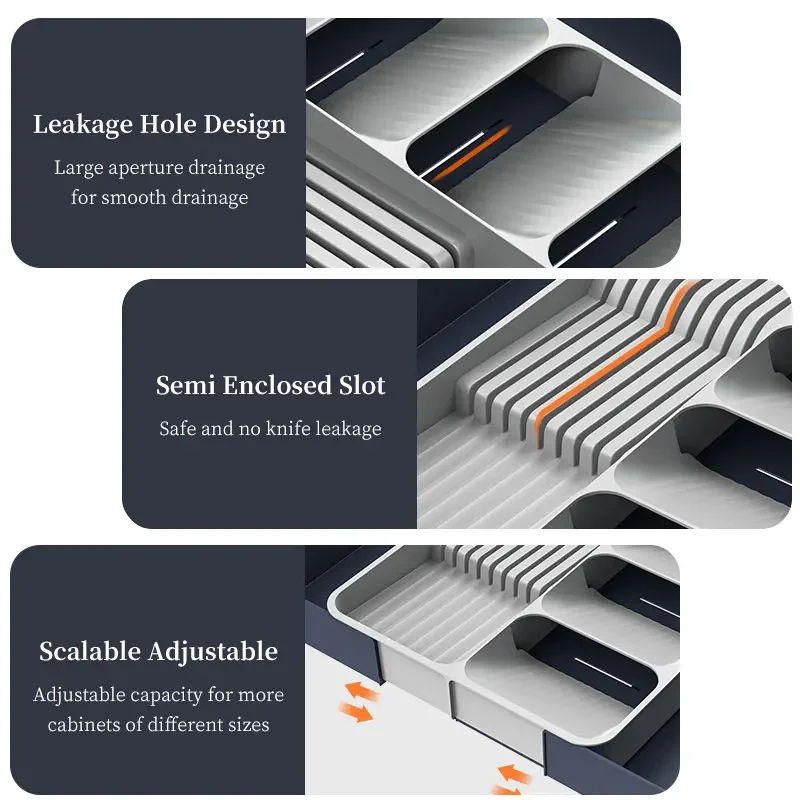 Silverware Organizer Flatware Organizer Cutlery Organizer Expandable Drawer Knife Holder Kitchen Utensil