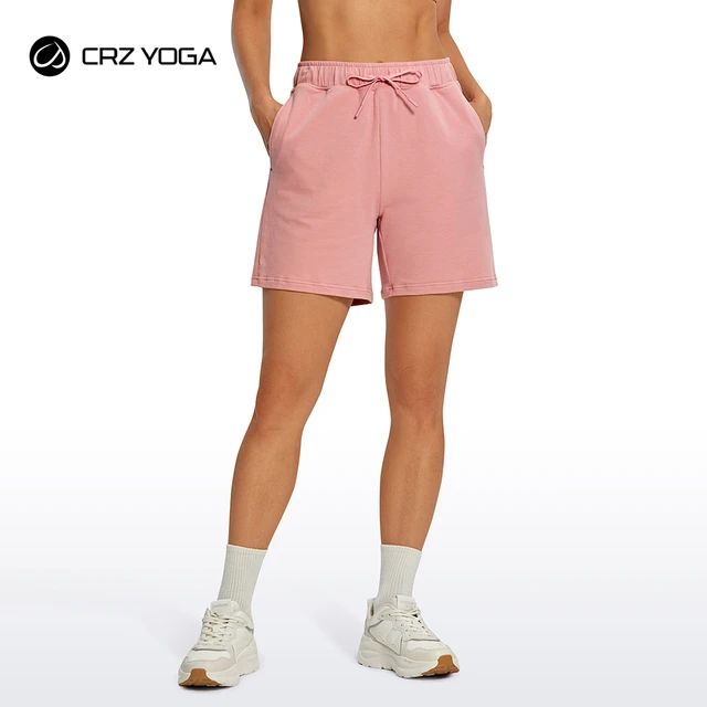CRZ YOGA-shorts lounge casual de cintura alta para mulheres, shorts de suor  suave, camisa de treino, shorts confortáveis com bolsos, verão - AliExpress