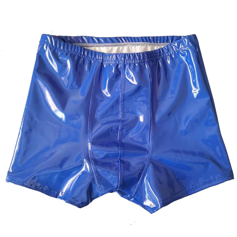Men Sexy Glossy Faux Leather Shorts Casual Slim Tight Strecthy Underwear Stylish
