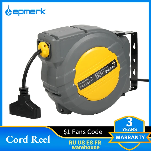 Retractable Extension Cord Reel 50FT+4.5 Electrical Power Cord