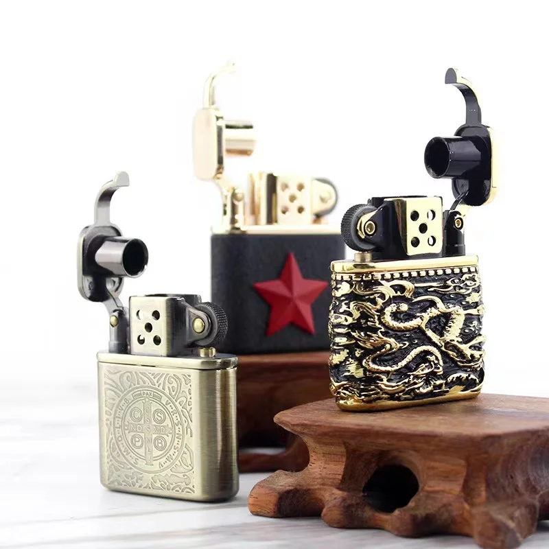 ZORRO Vintage Retro Pure Copper Windproof Kerosene Lighter Armor Machine Igniter Smoking Accessories Gadgets For Men kerosene lighter cigarette lighter