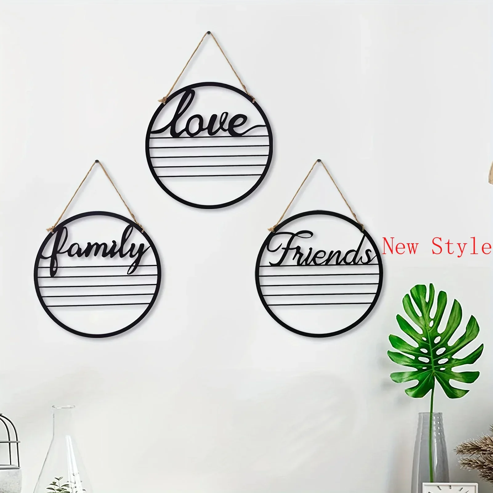 

Family Love Friends Metal Letters Wall Art - Minimalist Wall Hanging Home Sculpture Kitchen Bathroom Halloween Room Decor Home D