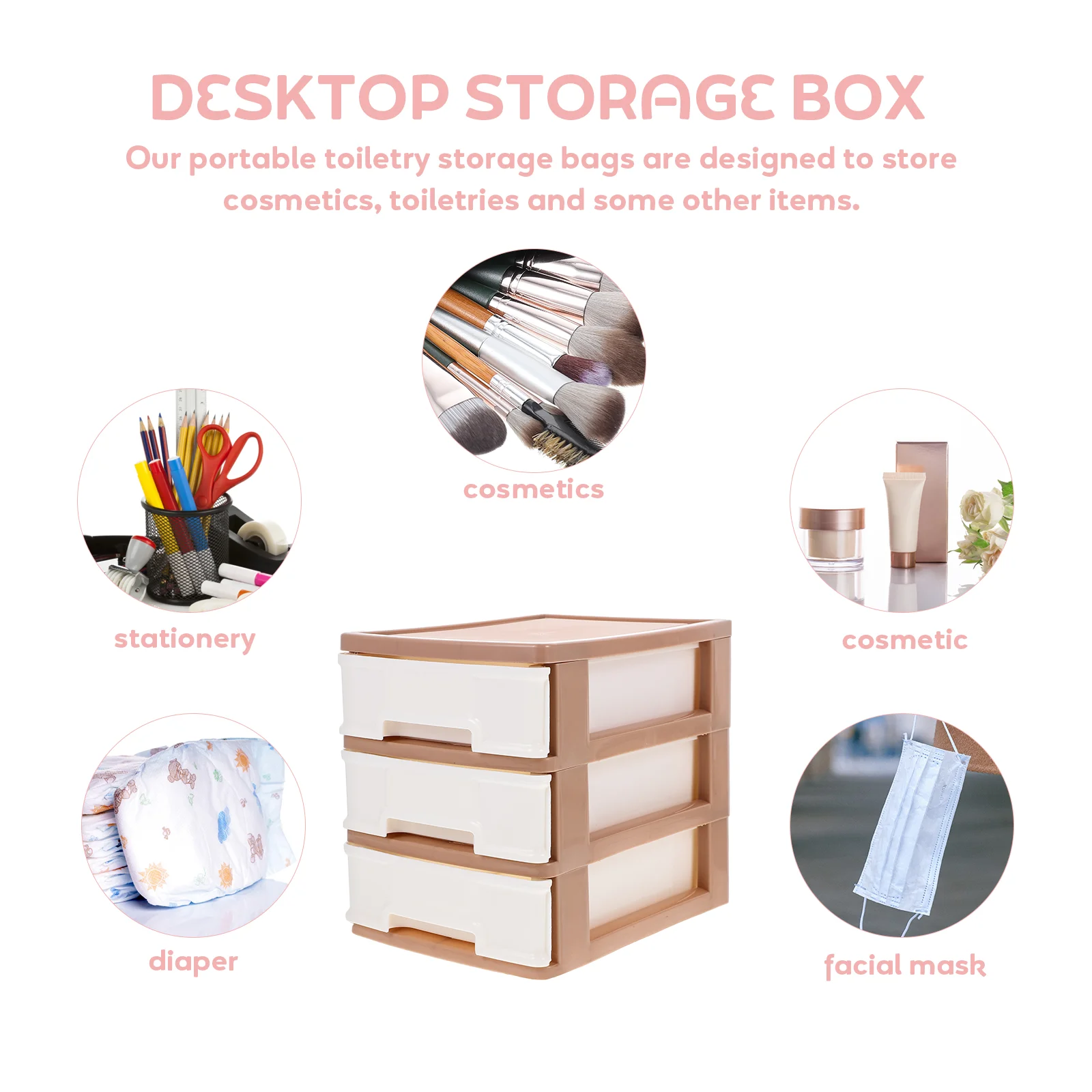Desk Drawer Organizers Storage Box Stationery Cabinet Plastic Holder File Organizer Document Container Office Supplies