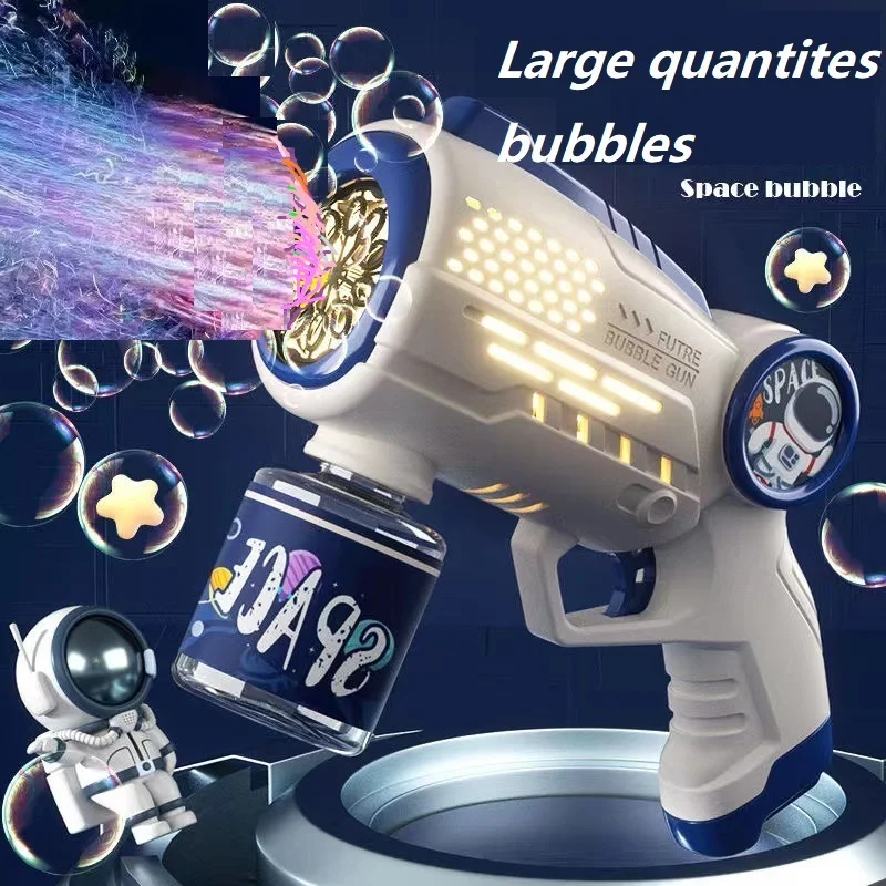 Bubble Gun Soap Bubble Machine Electric Space Launcher Children's Day Gifts Full Automatic Bubbles with Light Backpack Kids Toy 1