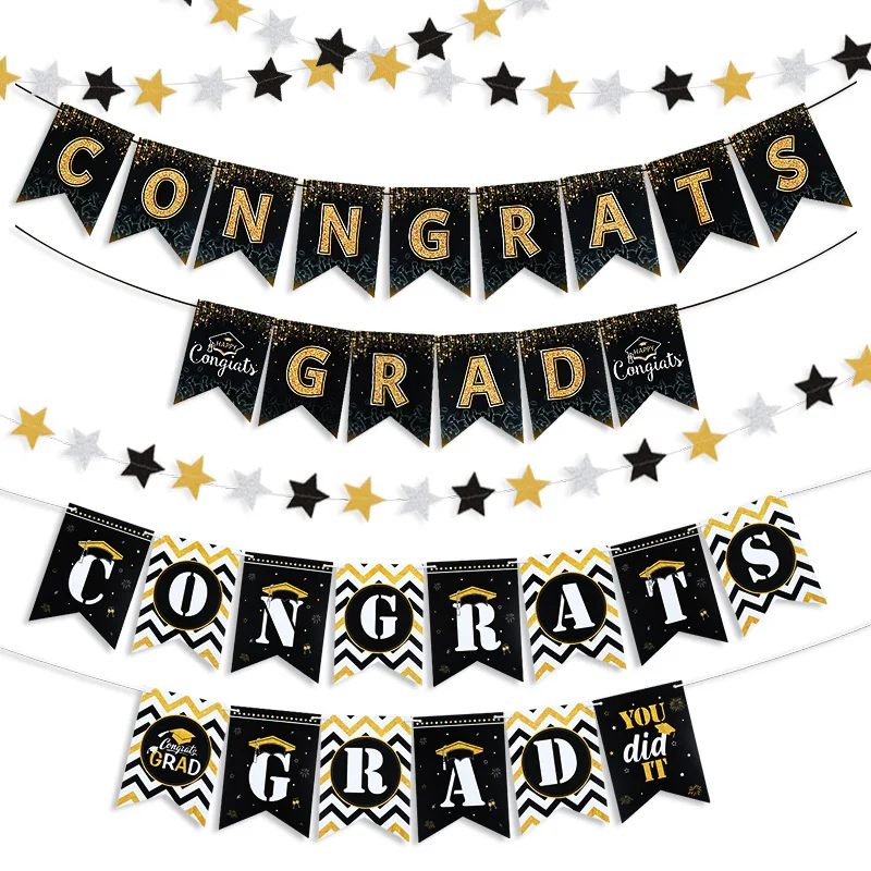2025 Graduation Banner Garland Star Bunting Set Graduate Congratulation Congrats Paper Garland Flags Party Supplies You did it