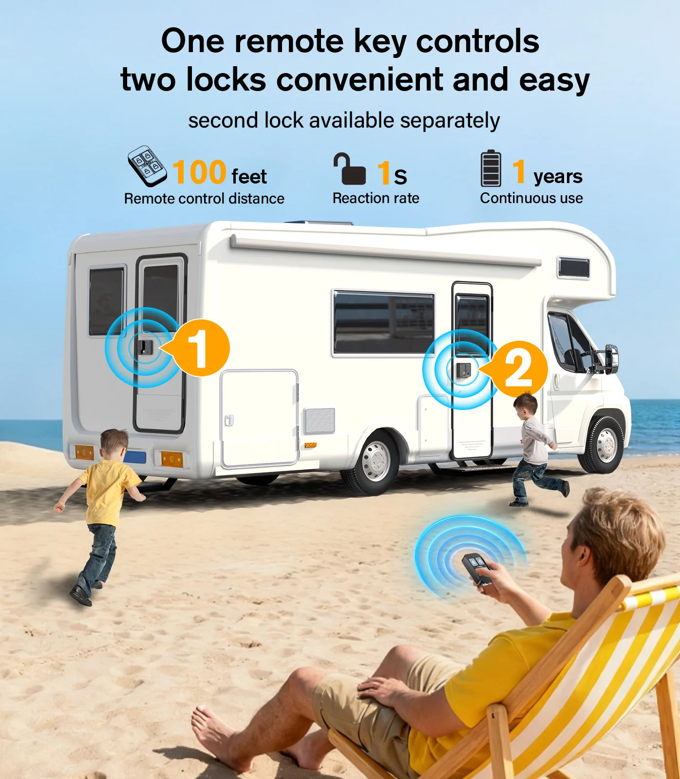 Smart RV Door Locks Keyless Entry Weatherproof Fits 3.75"x2.75" Fingerprint Remote Keypad, Full Metal Camper Trailer Replacement 6