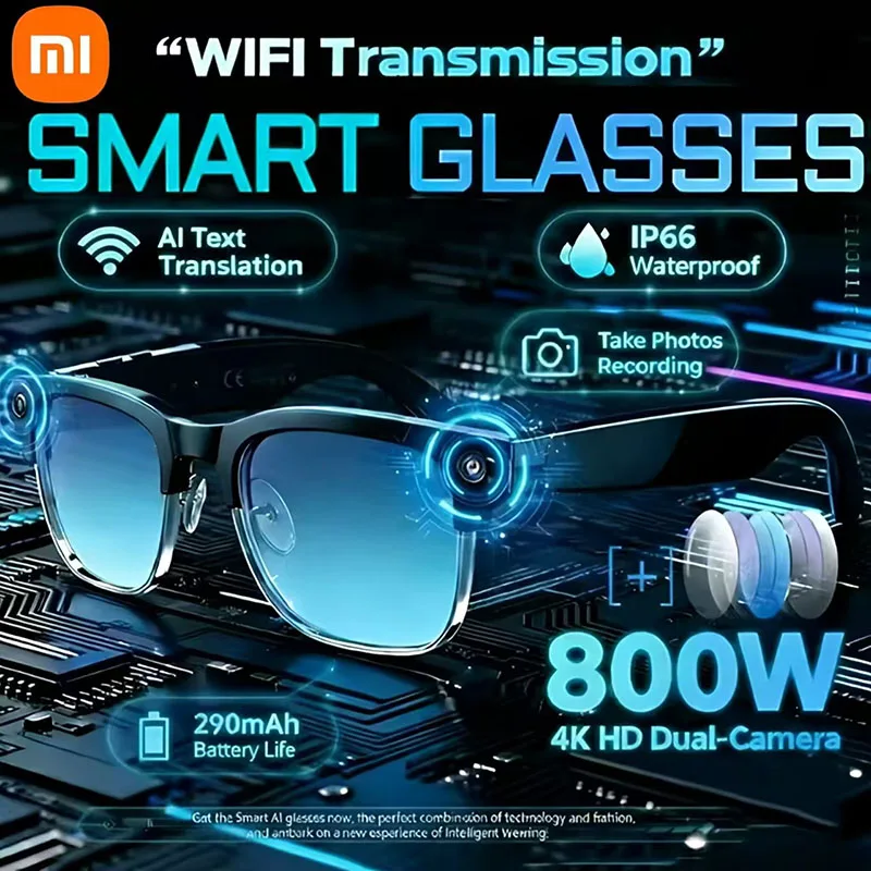 Xiaomi Anti‑shake Cam Glasses 800W Color-Changing 6K AI Smart Translation Glasses Photo Video Recording Sunglasses Waterproof 1