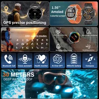 Montre connectée militaire T-Rex3 Ultra GPS pour hommes, boussole GPS intégrée, altimètre, baromètre, étanche 5ATM, 2026mAh, nouveauté 650 3