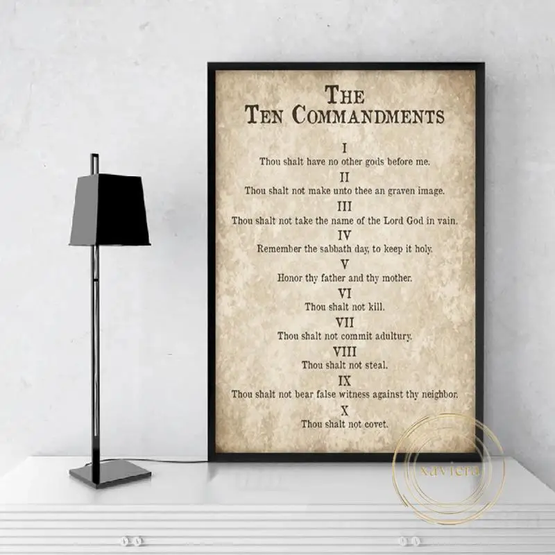 

Classical Antique Canvas Painting The Ten Commandments Christian Bible Verse Vintage Poster Wall Art Picture for Bedroom Decor