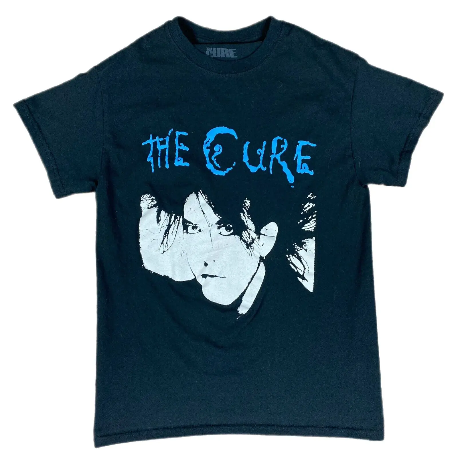 The Cure Band T Shirt Size Small Black Robert Smith Illustration Blue Art Y2K