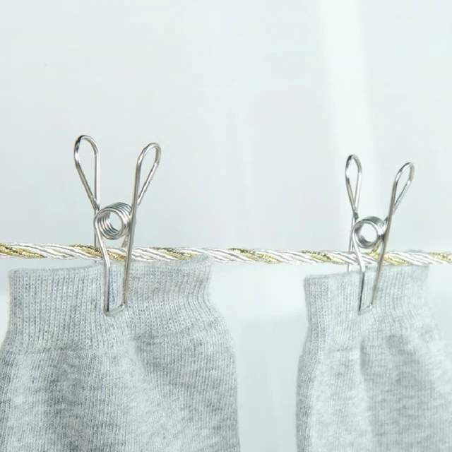 Kiváló Minőségű Rozsdamentes Acél Ruhák Függő Csapok Mosodai Szélálló Klip 20 Db Tartós Élelmiszerzsák Ruha Klipek - Image 4