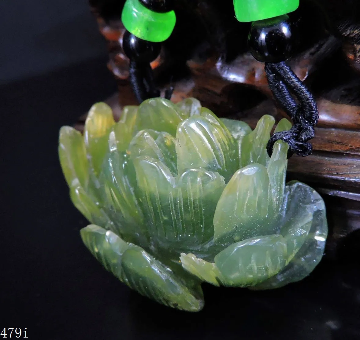 

Jade Jewelry Natural Jade Pendant Necklace Hand-Carved peony flower Jadeite Necklace Pendant Gift No Treatment 479i