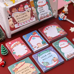 5*50Sheets Kawaii Cartoon Christmas Memo Pads Sticky Notes Student Message Book Study Office Memos Santa Gift Posts Stationery
