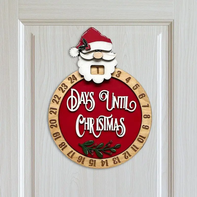 

Wooden Christmas Countdown wall hanging Advent Calendar multifunctional Rotating Round Clock Shaped Calendar for christmas decor