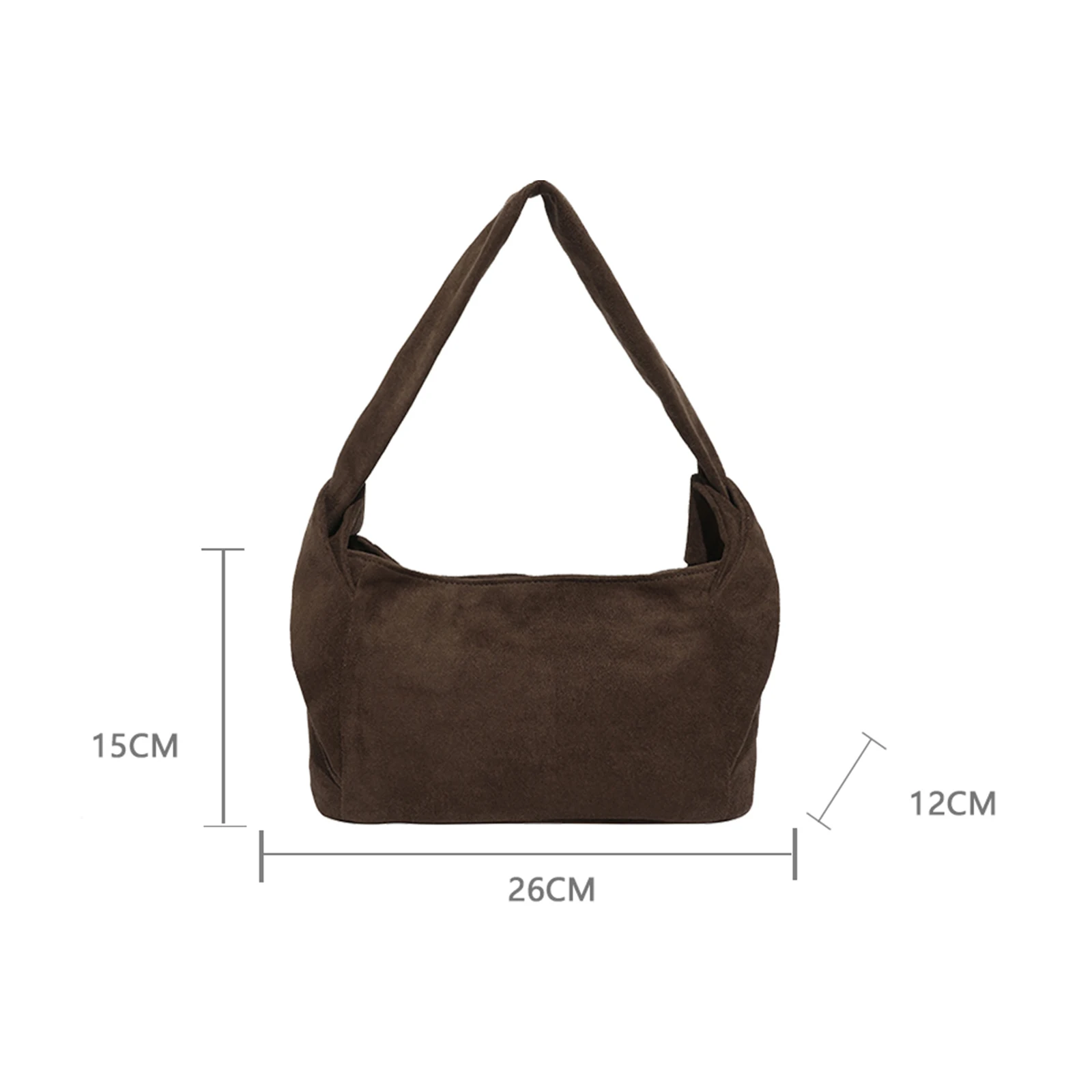 Faux Suede Shoulder Bag Retro Tote Bag Handbag Underarm Bag Commute Bag for Women Autumn Winter