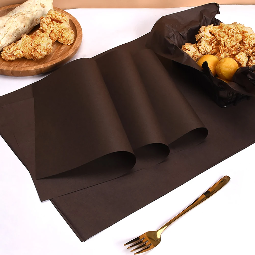100pcs Oil Proof Wax Paper Waterproof Food Wrapping Burger Fries Bread Sandwich Wrapping Paper Bake Oven Baking Tools air fryer paper