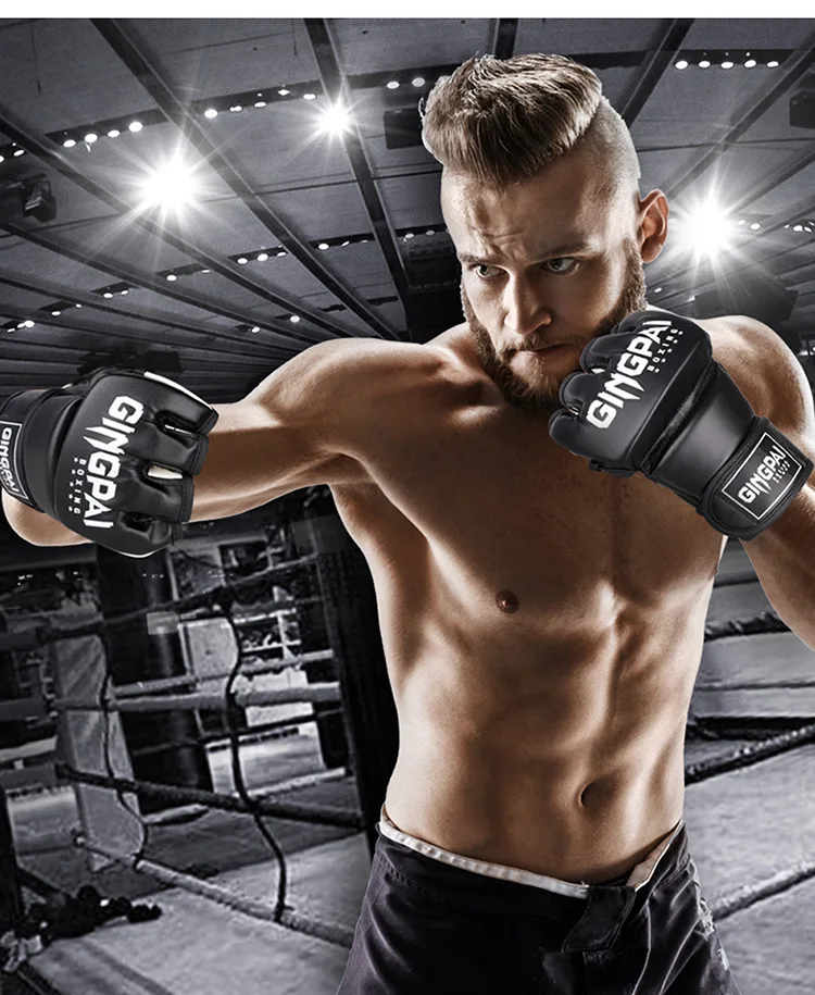 Half Finger Boxing Gloves,Adult Unisex Boxing Gloves, Five Finger Breathable Practical Mma Training Gloves,Sanda Fighting Gloves