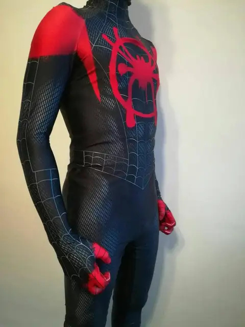 폴리에스터와 스판덱스로 제작된 최신 애니메이션 스파이더맨 마일스 모랄레스 코스프레 의상