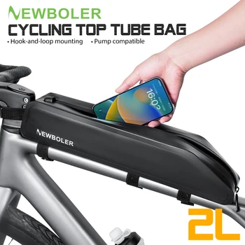 NEWBOLER Borsa per tubo anteriore per telaio bici da 2 litri Borsa per imballaggio bici Borsa per attrezzi per bici da strada MTB Borsa per tubo superiore per ciclismo Accessori per biciclette