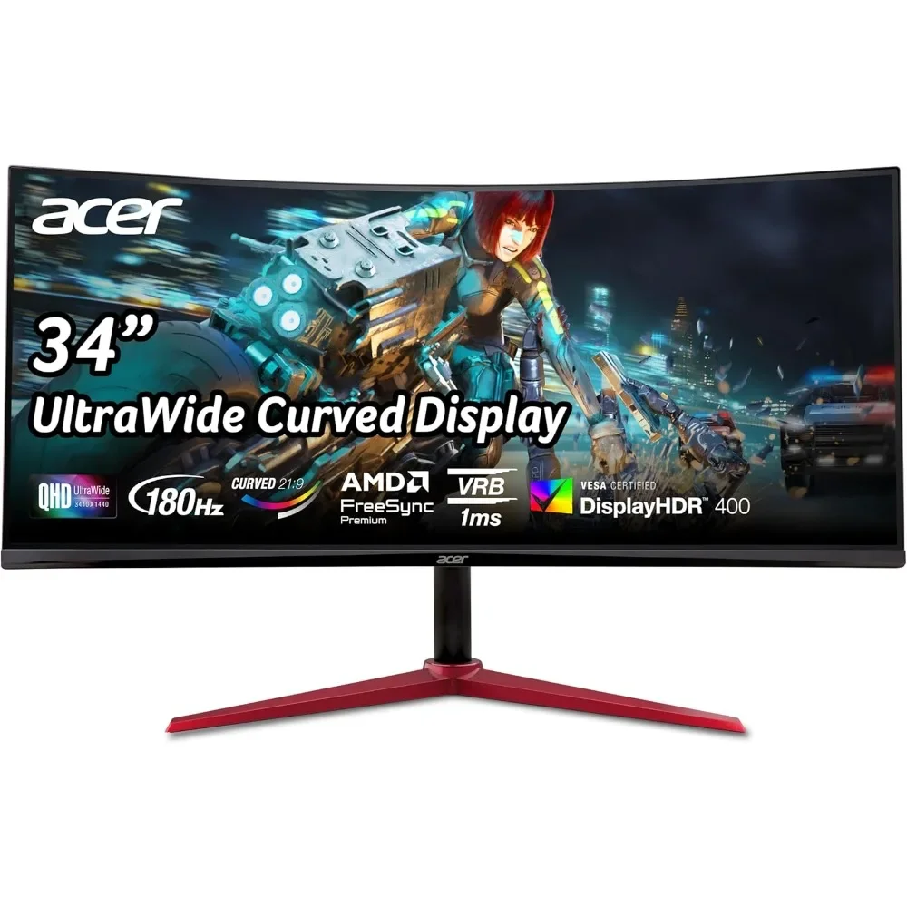 34" UWQHD 3440 x 1440 1500R Curved PC Gaming Monitor Up to 180Hz Refresh