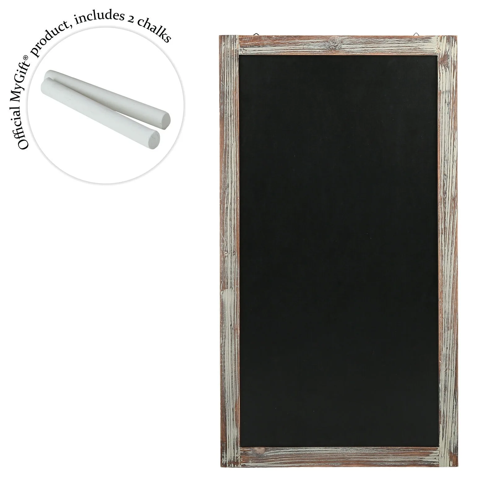 35-Inch Wall-Mounted Chalkboard, Hanging Torched Wood Frame Message Board United States