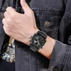 SKMEI 1389 Countdown Steel Strap Wristwatch Clock Relogio Masculino Digital Quartz Watch Men Three Time Quartz Wrist Mens Watch 5