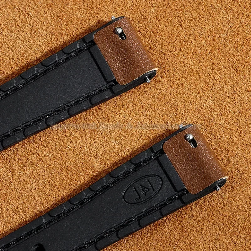 Premium Ultra-Thin Leather Watch Strap with Quick Release and Silicone Backing